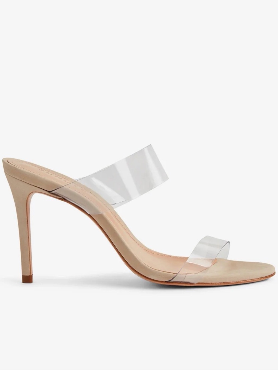 Schutz Ariella Clear Strap Nude Heeled 4 In Sandals